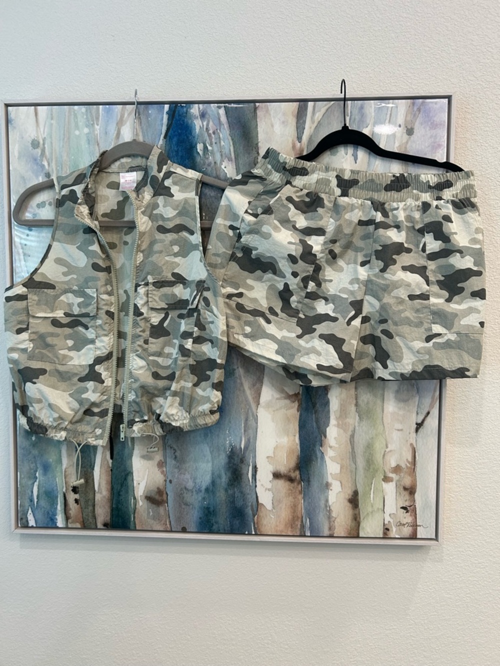 No Boundaries Green Camo Vest and Shorts Set